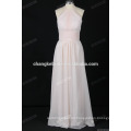 Long Chiffon Halter Bridesmaid Dress Sleeveless Pleats Party Dress Gown